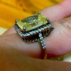 Large citrine & cz ring.  Size 7.5